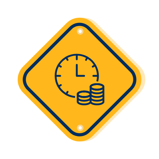 Image with a clock and coins stacked icon for Recoversure's under excess claims